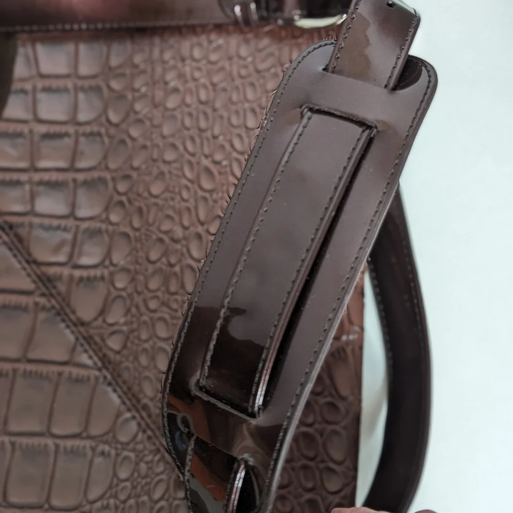 Beijo Couture brown laptop croc bag NEW 13x15